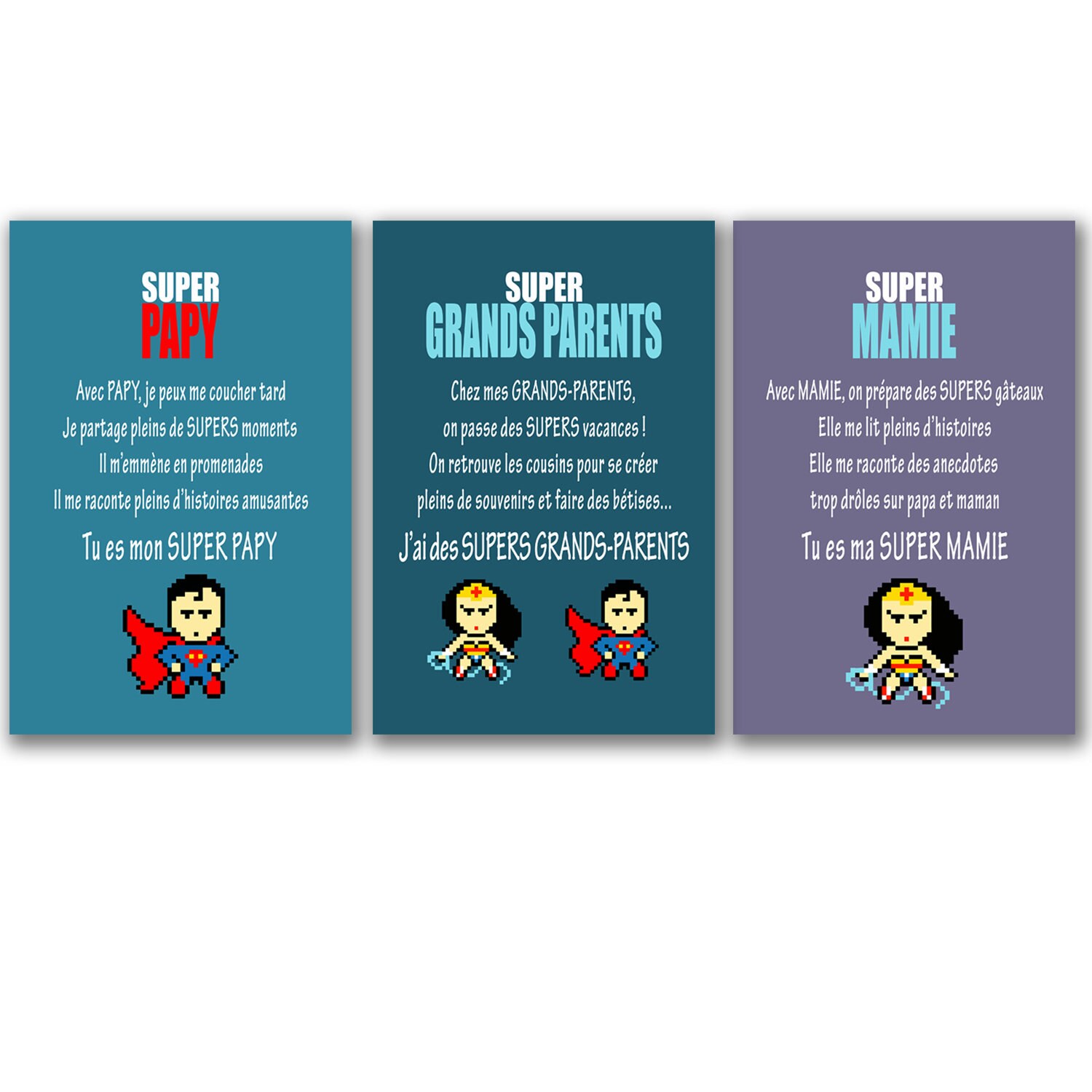 3 Grandma Grandpa Grandparents Humor And Superhero Posters Etsy