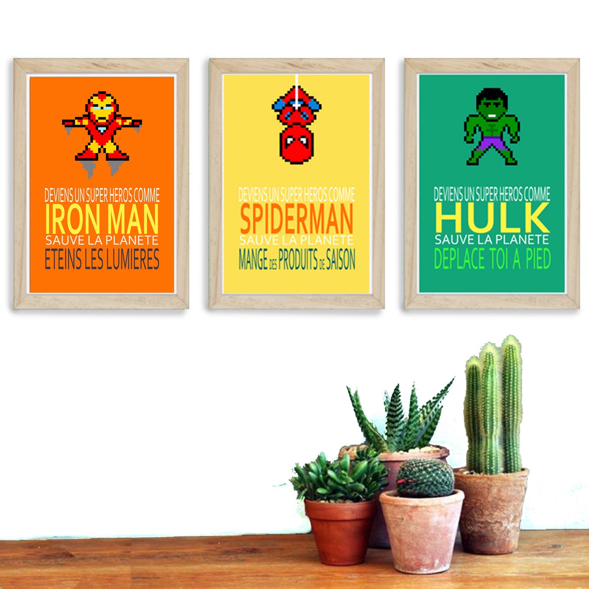 3 Affiches Superhéros avec Citations Écolos Pour Sauver La Planète, Affiche Écolo, Humour,