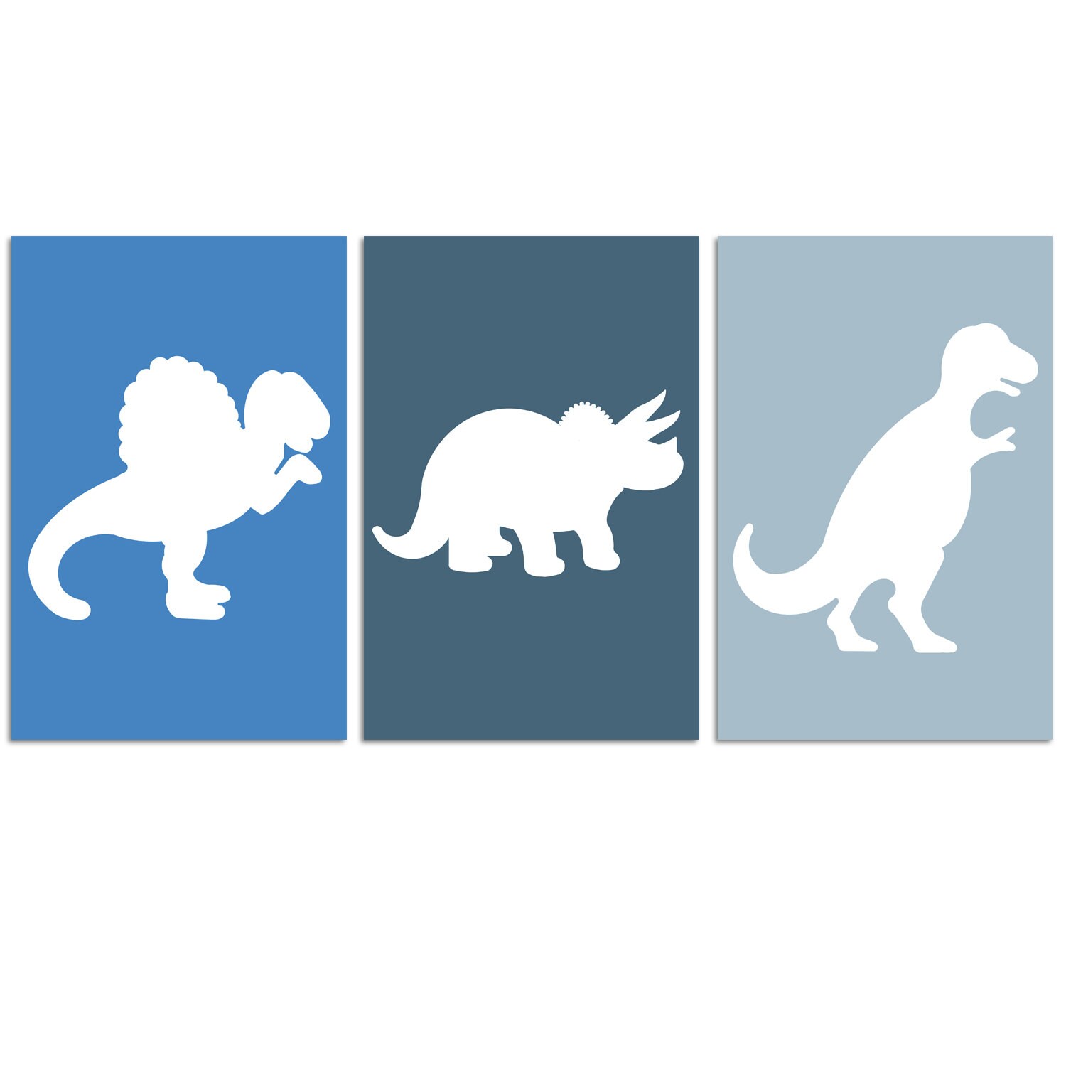 3 Affiches Dinosaure Bleu , Décoration Dino Pour Chambre de Garçon