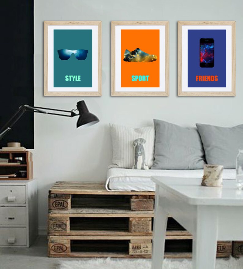 3 Posters in Colors Teenager Wall Decor Boy Wall Art Boy Etsy