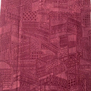 Vintage japanskt Tsumugi sidentyg med geometriskt mönster, rött – Quilting & Craft