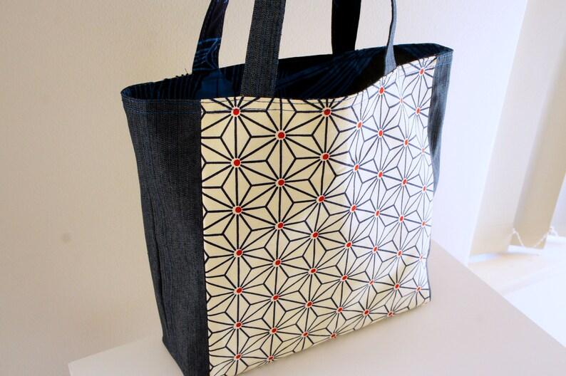 Cotton Canvas Tote 9 Blue Hemp Japanes Obi Bag Christmas gift
