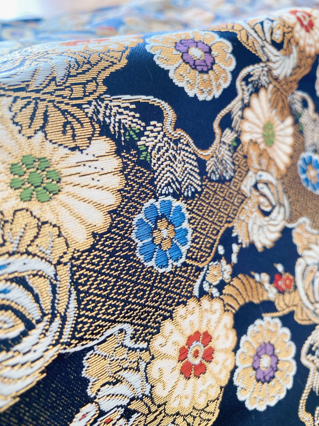 Japanese Brocade Fabric, Gold Brocade Fabric, Kimono Pattern, Japanese