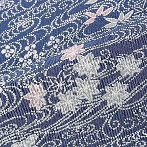 Vintage Japanese silk kimono fabric | Indigo flowing wave & floral pattern – quilting, slow stitch, sewing