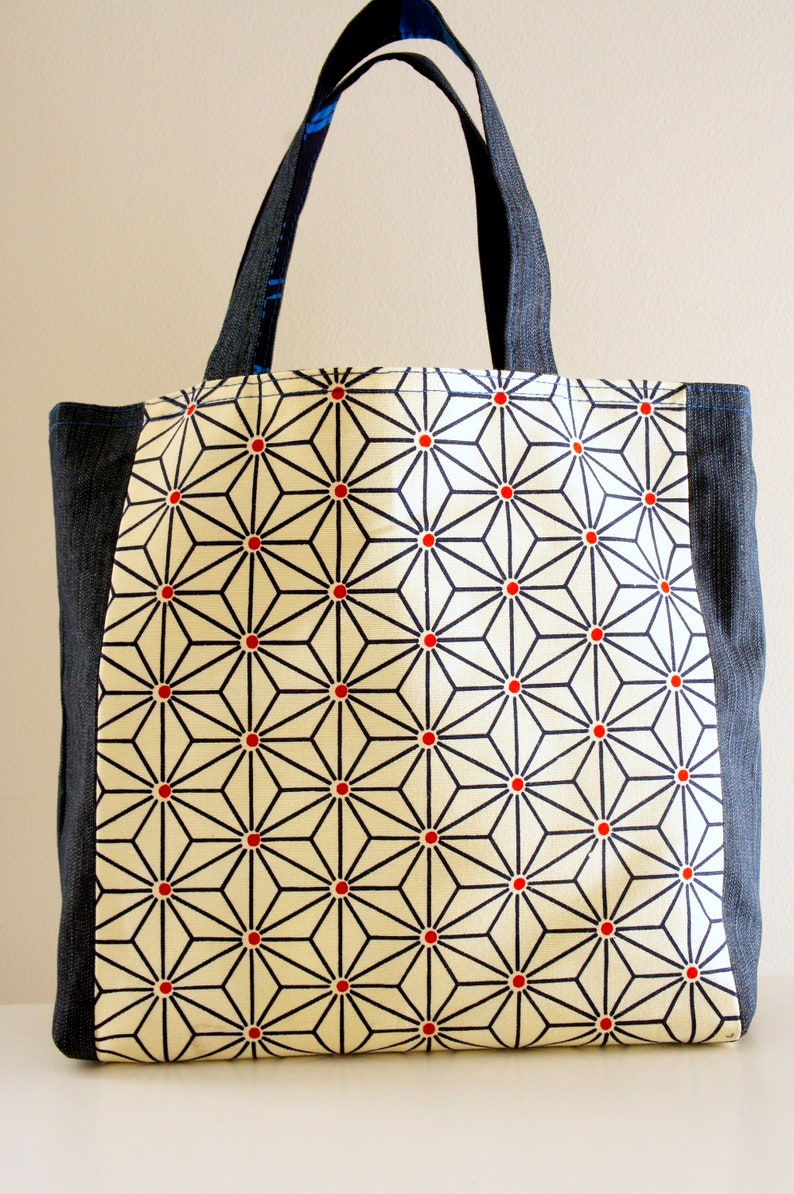 Cotton Canvas Tote 9 Blue Hemp Japanes Obi Bag Christmas gift