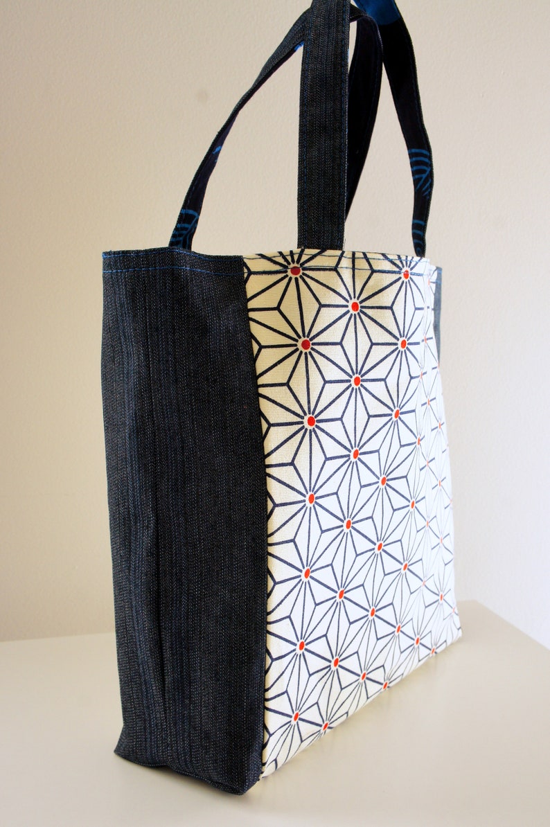 Cotton Canvas Tote 9 Blue Hemp Japanes Obi Bag Christmas gift