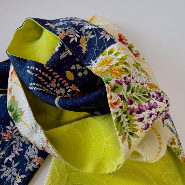 Handcrafted Silk Scarf from Vintage Kimono Material - Unique Style Accessory, S03,Ship From JAPAN