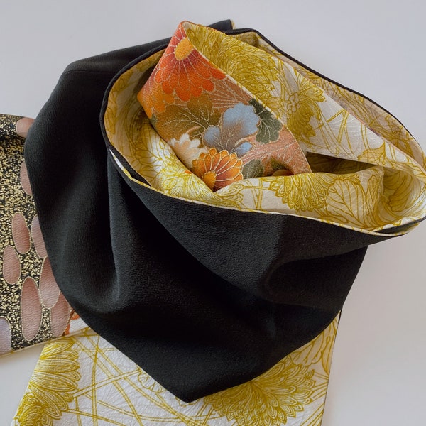Handcrafted Silk Scarf from Vintage Kimono Material - Unique Style Accessory, S01,Ship From JAPAN