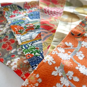 Vintage Kimono Quilt Fabric Silk Orange Art Fashion Style 125cm C34 