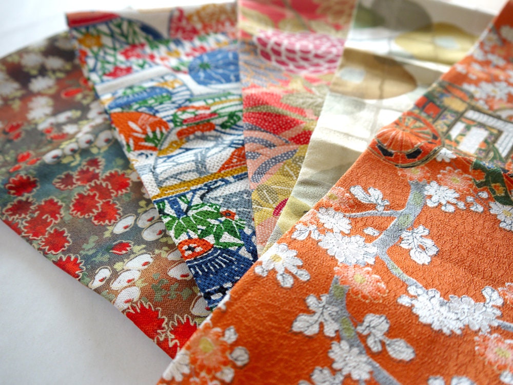atelier NORIKO Japanese kimono fablic chrysanthemum pattern orange bag