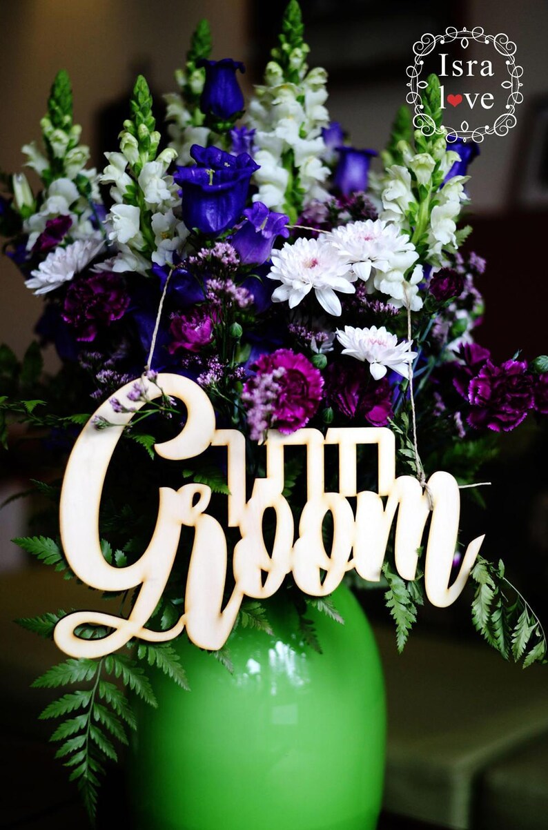 Chattan wedding decoration Jewish wedding chair signs bride groom Kallah Chuppah design wooden sign Hebrew and English Mazel Tov