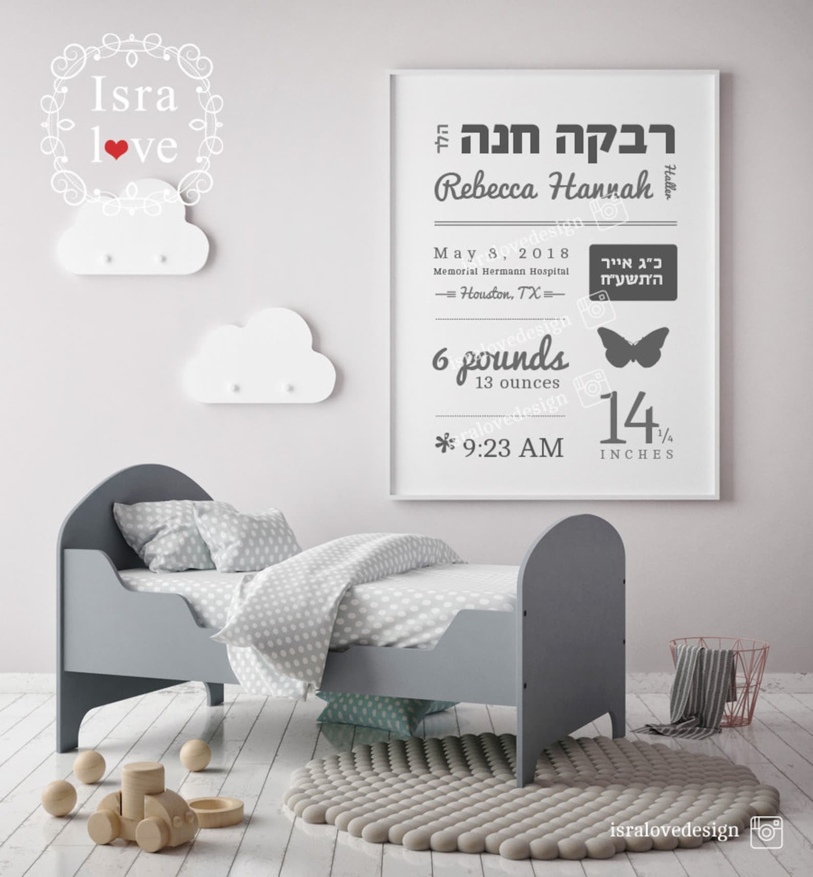 Baby Gift Jewish Naming Certificate Hebrew Name - Etsy