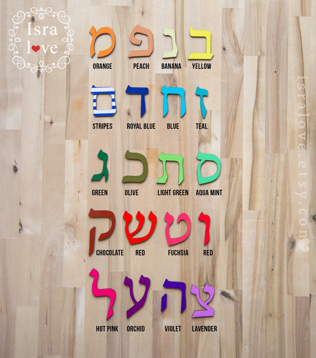 Hebrew Letters 3.5 Hebrew Alphabet Jewish gifts Etsy