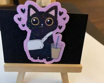 Iced Coffee Kitty Sticker - Holo Finish