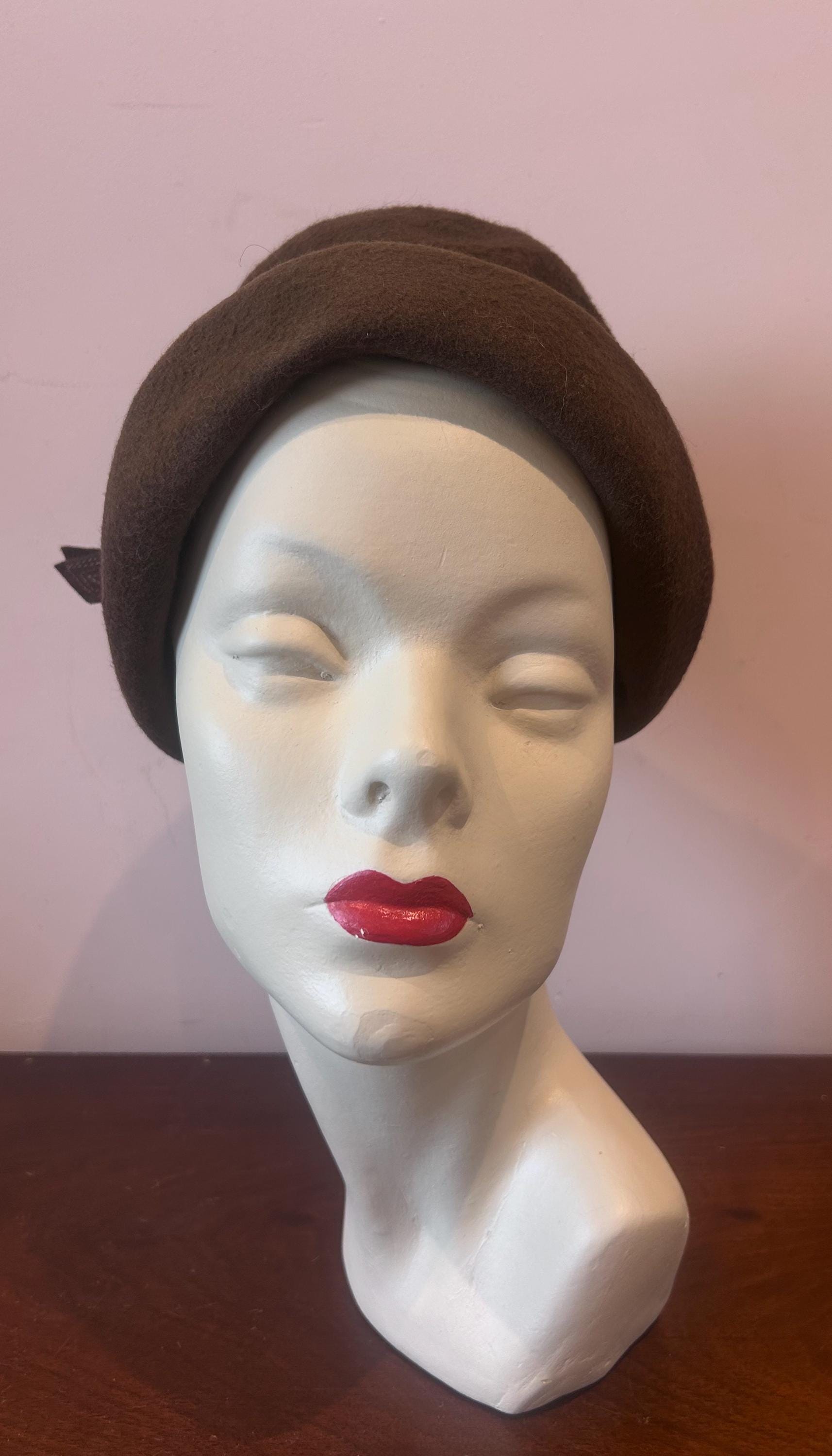 Vintage 60s Glamour Felts Brown Cloche Hat Women Wool Cloche Bucket Hat 1920s Vintage Dress Winter Hats  main image 3