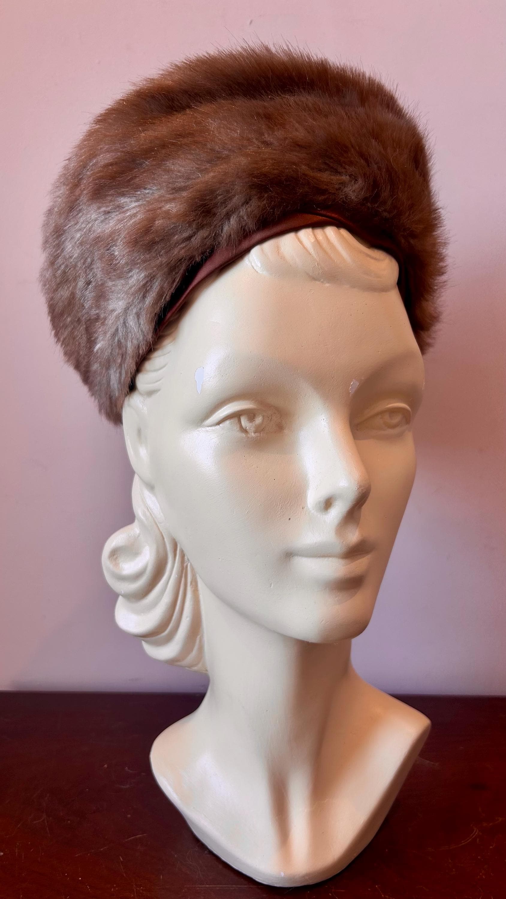 Vintage Jacoll Faux Fur Hat Dark Brown Pillbox Style Pom Poms Made in England Faux Fur Pillbox Vintage Hats for Women for sale | eBay main image 3