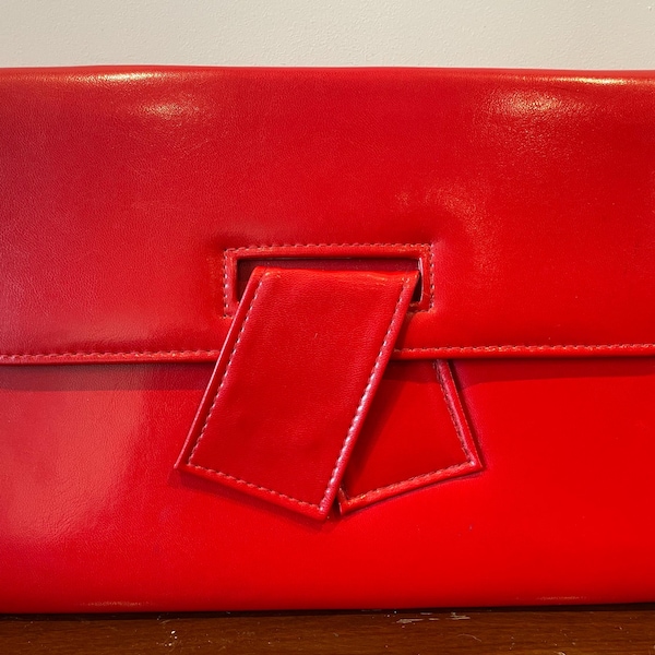 1980er Jahre knallrote oversize 40er Jahre Stil Umschlagtasche