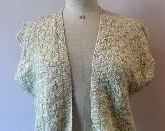 Vintage 1940s style handgestrickte Haferflocken Damen Weste Größe 14/16 ww2 landgirl homefront