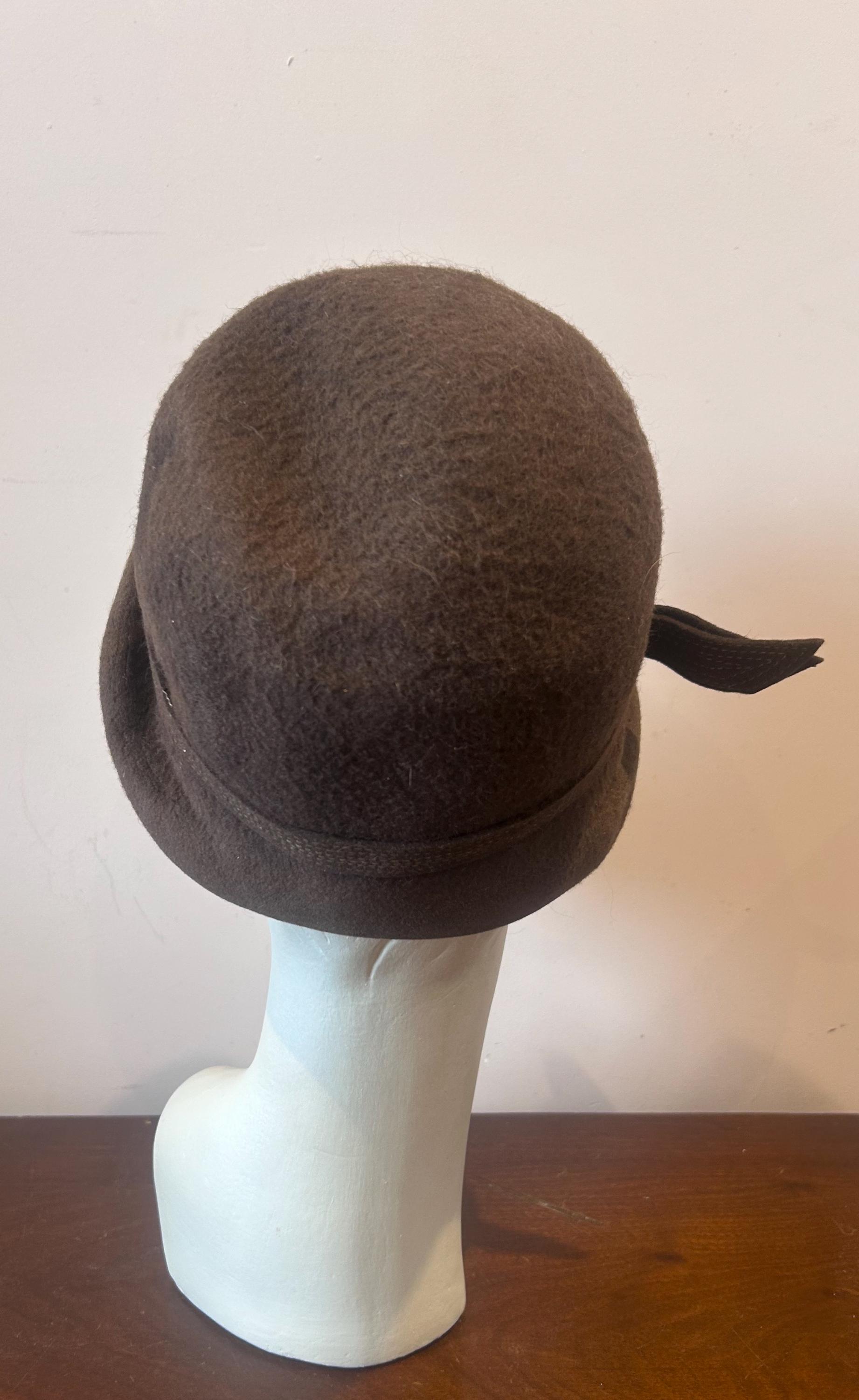 Vintage 60s Glamour Felts Brown Cloche Hat Women Wool Cloche Bucket Hat 1920s Vintage Dress Winter Hats  main image 4