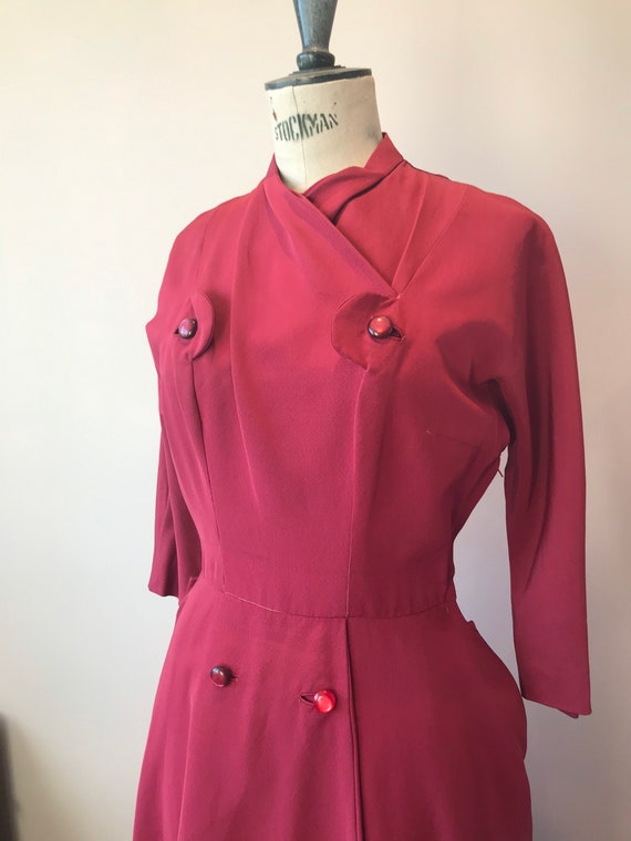 Late 1940s original raspberry dress size 8