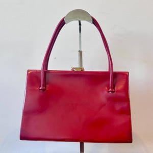 Bolso de mano Waldybag vintage de cuero rojo de los años 60