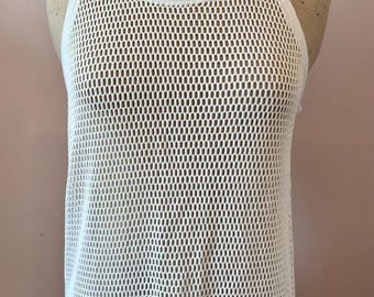 Gilet vintage da uomo Aerborn anni '40 in cotone bianco, con coulisse, 40 pollici di petto