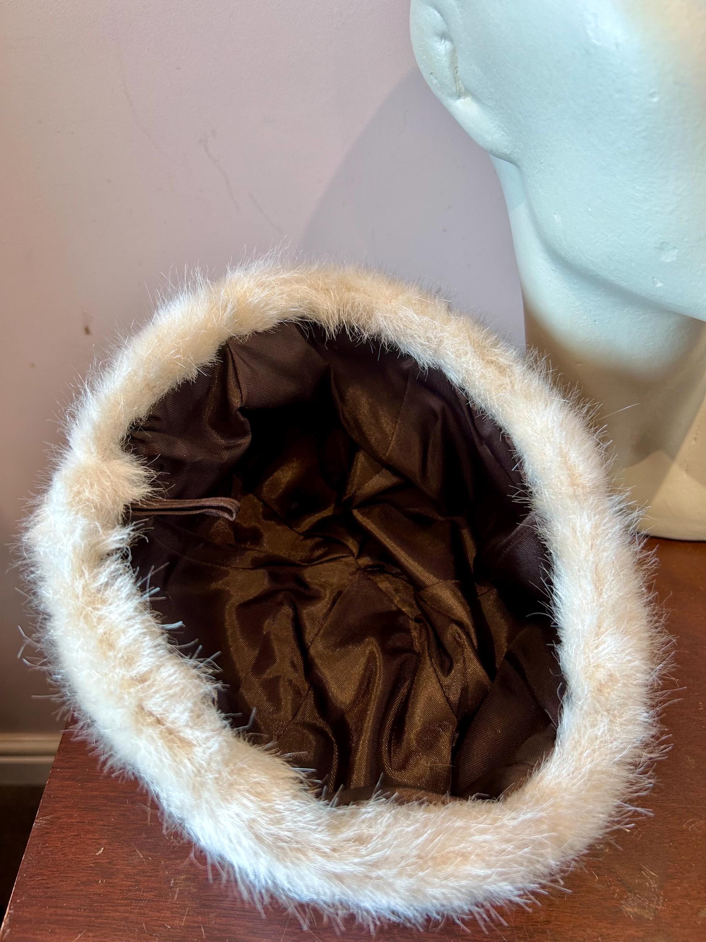Vintage 1960s Pale Cream Faux Fur Hat Small Pixie Hat - Etsy