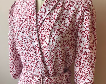 Vintage 1980s red and white 40s style tea dress size 12 ww2 style