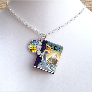 The Little Mermaid with Your Choice of Charms - Miniature Book Necklace - Modern Style