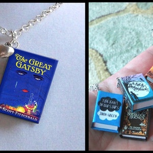 The Great Gatsby with Your Choice of Charm -Micro Mini Book Necklace