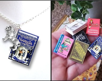 The Chronicles of Narnia with Your Choice of Charm -Micro Mini Book Necklace