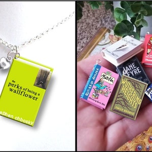 The Perks of Being a Wallflower - Style 2 - with Tiny Heart Charm - Micro-Mini Book Necklace
