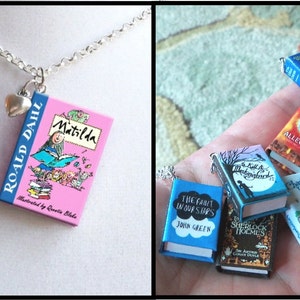 Matilda with Tiny Heart Charm - Micro-Mini Book Necklace