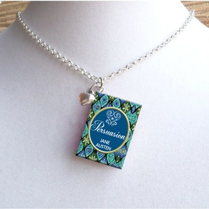 Persuasion with Tiny Heart Charm - Miniature Book Necklace