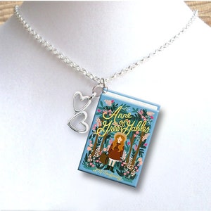 Anne Of Green Gables with Your Choice of Charm -Style 3 - Miniature Book Necklace
