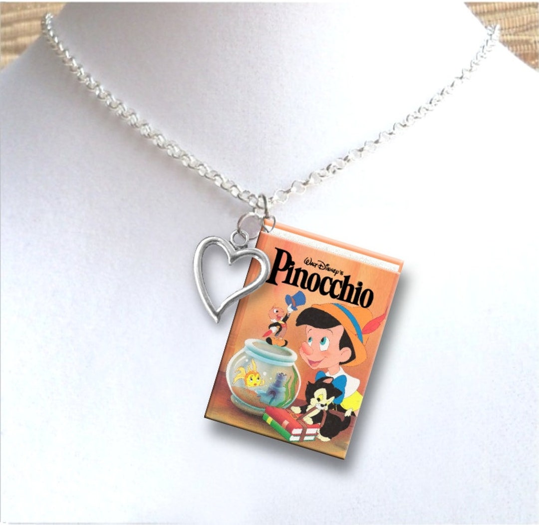 Pinocchio With Your Choice of Charm Miniature Book Necklace