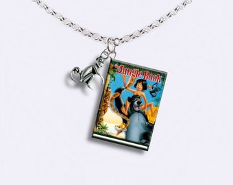 The Jungle Book with Your Choice of Charm - Miniature Book Necklace