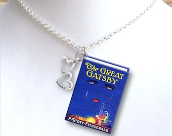 The Great Gatsby with Your Choice of Charm - Miniature Book Necklace