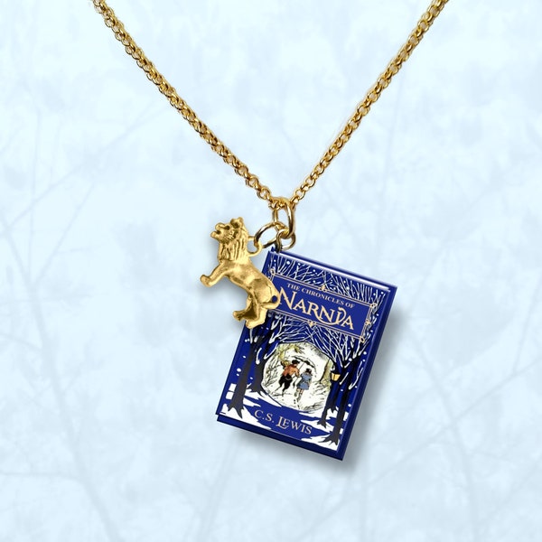 Narnia - with Your Choice of Charm and Gold Plated Chain- Miniature Book Necklace -