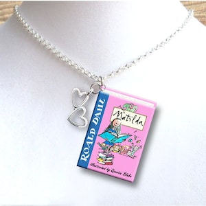 Matilda with Your Choice of Charm - Miniature Book Necklace