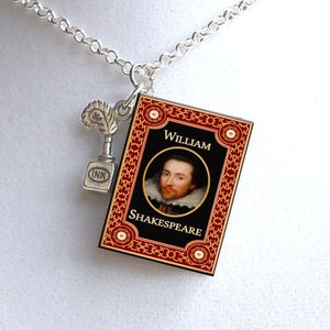 Shakespeare with Your Choice of  Charm - Miniature Book Necklace