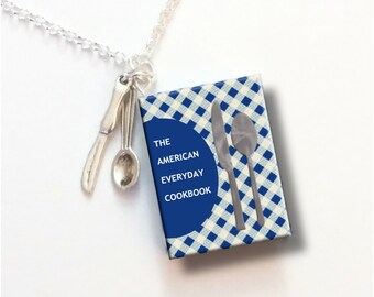 The American Everyday Cookbook - Vintage 1955 - With Your Choice of Charms - Miniature Book Necklace