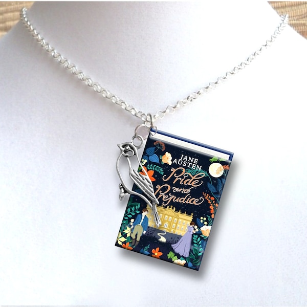 Pride And Prejudice Flower Garden Cover with Your Choice of  Charm - Miniature Book Necklace