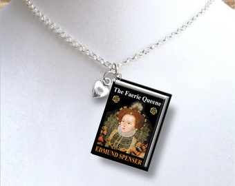 The Faerie Queen withTiny Heart Charm  - Miniature Book Necklace