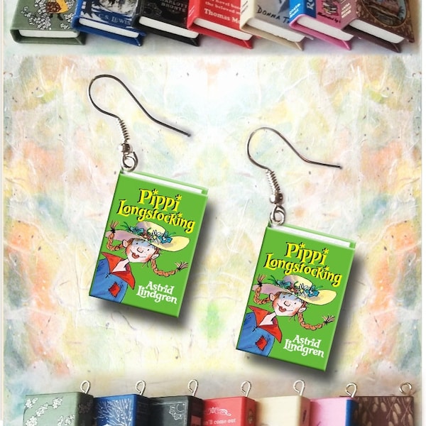 Pippi Longstocking - Micro-Mini Book Earrings