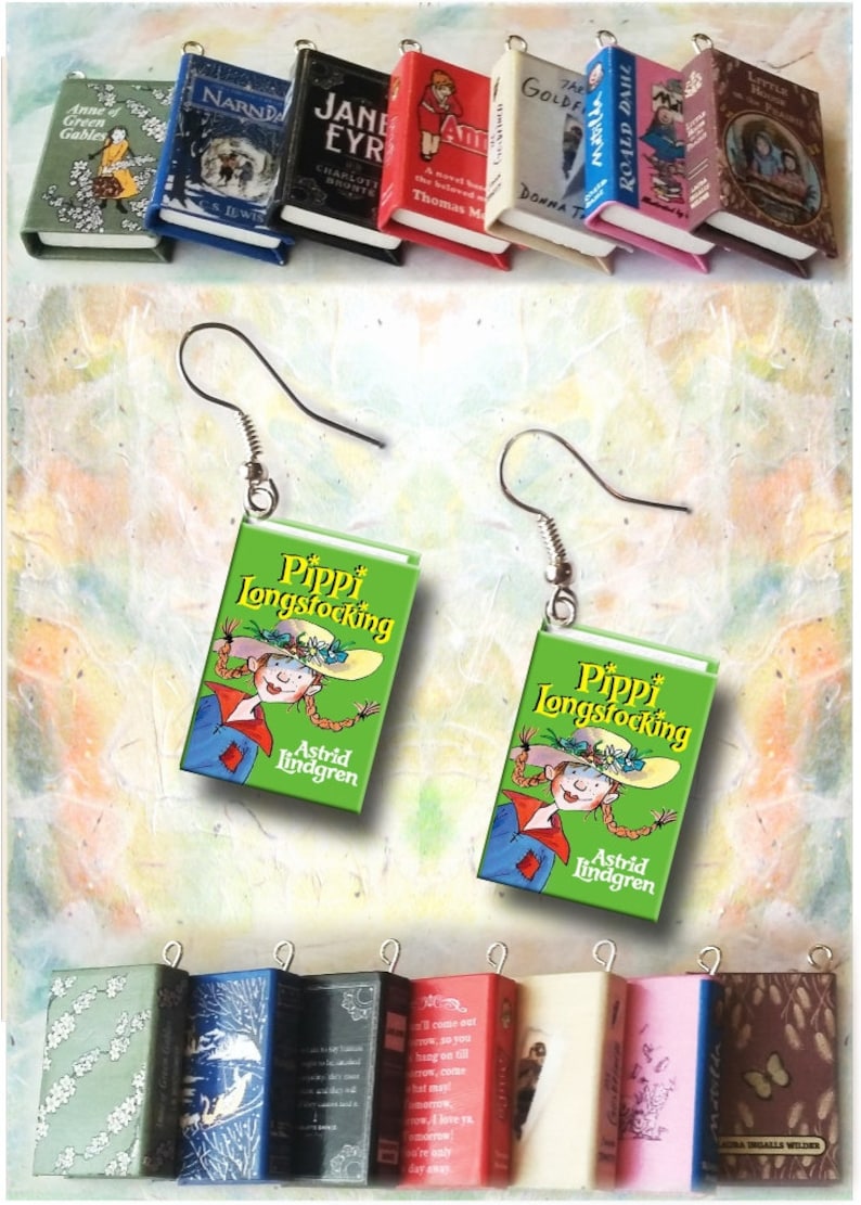 Pippi Longstocking - Micro-Mini Book Earrings image 1