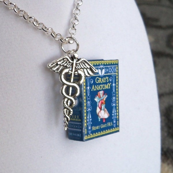 Gray's Anatomy with Your Choice of  Charm - Miniature Book Necklace