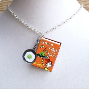 Green Eggs And Ham withYour Choice of Charm - Miniature Book Necklace