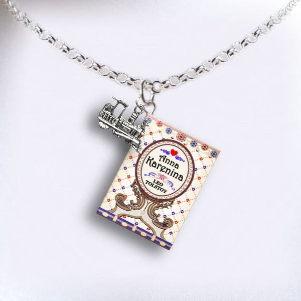 Anna Karenina with Your Choice of Charm - Miniature Book Necklace