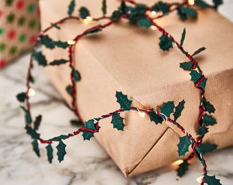 Holly Leaf Fairy Light String | Christmas String lights |  Festive Fairy Lights for Christmas Table Decorations